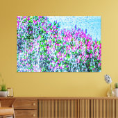 パープルライラック、噴水、ブルースカイ キャンバスプリント (インサイチュ (リビング))