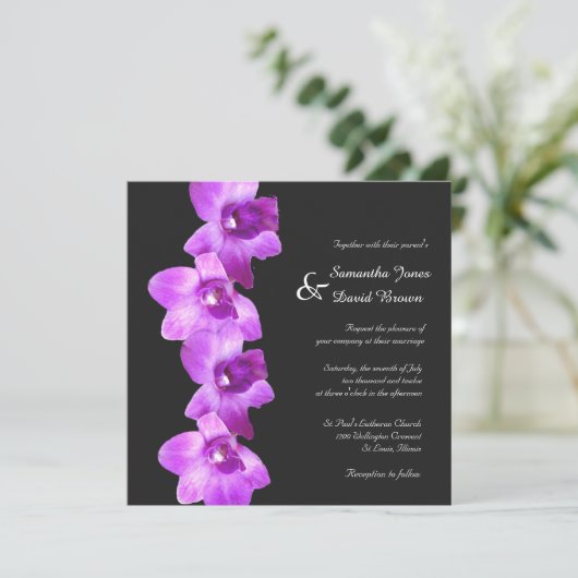 パープルラエレガントンズ結婚式招待状 招待状 (スタンド正面)