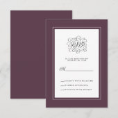 パープルラグジュアリーエレガントなウェディングシックなエンクロージャ 出欠カード (正面/裏面)