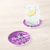 パープルラグジュアリーカスタムモノグラムパーソナライズされた コースター (側面)