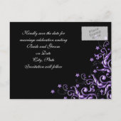 パープルラグジュアリーフローラスワーズ日付カードを保存 案内ポストカード (裏面)