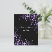 パープルラグジュアリーフローラスワーズ日付カードを保存 案内ポストカード (スタンド正面)