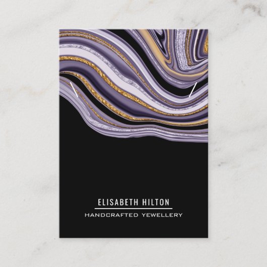 パープルラグジュアリー大理石瑪瑙ネックレスディスプレイ 名刺 (正面)