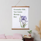 パープルラッフルアイリスフローラ植物美術カスタム 吊り下げ型タペストリー (寝室)