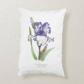 パープルラッフルアイリスフローラ植物芸術 アクセントクッション (裏面(縦))