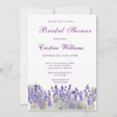 パープルラバエレガントンダーフラワーズブライダルシャワー 招待状 (正面)