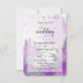 パープルラバンダーウォーターカラーエレガントフローラ 招待状