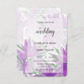 パープルラバンダーウォーターカラーエレガントフローラ 招待状 (正面/裏面)