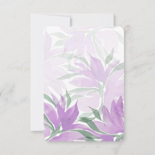 パープルラバンダーウォーターカラーエレガントフローラ 招待状 (裏面)