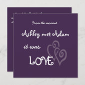 パープルラブウィズハート結婚式招待状 招待状 (正面/裏面)