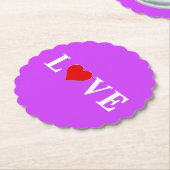 パープルラブエレガントハートスタイリッシュ ペーパーコースター (アングル)