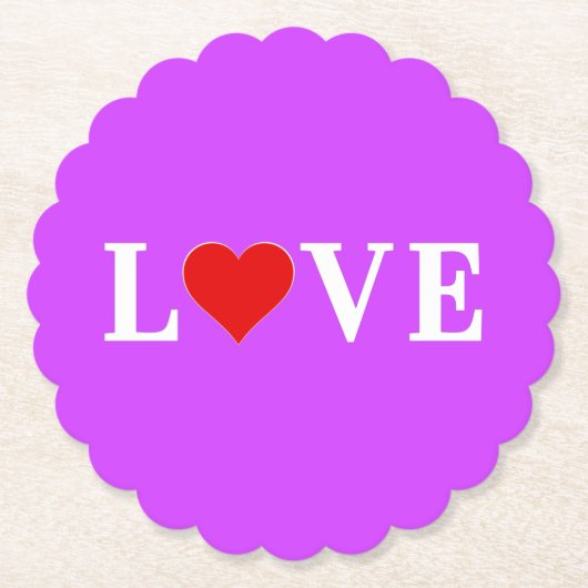 パープルラブエレガントハートスタイリッシュ ペーパーコースター (正面)