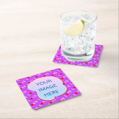 パープルラブエレガントハート スクエアペーパーコースター (インサイチュ)