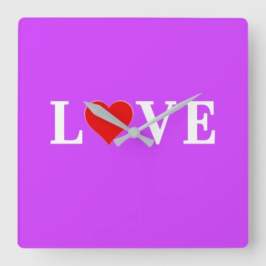 パープルラブシモダンック スクエア壁時計 (正面)