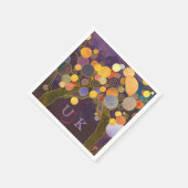 パープルラブツリーズモノグラム結婚ズ スタンダードカクテルナプキン (角)