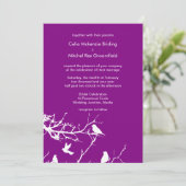 パープルラブバードカスタマイズ結婚式 招待状 (スタンド正面)