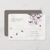 パープルラブ素朴バードカントリー結婚ズ 出欠カード (正面/裏面)