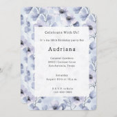 パープルラベかわいらしンダーフラワーズ誕生日 招待状 (正面/裏面)