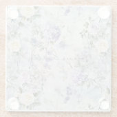 パープルラベかわいらしンダーホワイトローズフローラズ結婚 ガラスコースター (裏面)