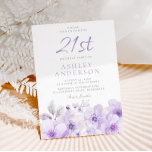 パープルラベかわいらしンダー女性21st誕生日パーティー 招待状<br><div class="desc">パープルラベかわいらしンダー女性21stバースデー後を追パーティの招待状は、より多くの招待状やデザインのための私たちの店</div>