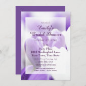 パープルラベエレガントンダーホワイトチューリップブライダルシャワー 招待状 (正面/裏面)
