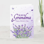 パープルラベエレガントンダー私たちはあなたのおばあちゃんを愛している カード (正面)