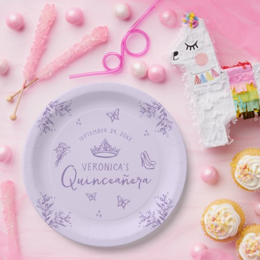 パープルラベパーソナライズされたンダーキンセアニェラ ペーパープレート (パーティー)