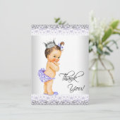 パープルラベンダーとグレーベビーシャワーありがとう サンキューカード (スタンド正面)