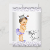 パープルラベンダーとグレーベビーシャワーありがとう サンキューカード (正面)