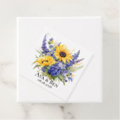 パープルラベンダーとヒマワリのウェディング フェイバータグ (インサイチュ)