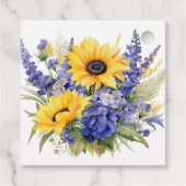 パープルラベンダーとヒマワリのウェディング フェイバータグ (裏面)