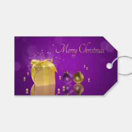 パープルラベンダーに金のクリスマスギフトボックス ギフトタグ