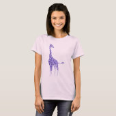 パープルラベンダーの水玉のキリンTシャツ Tシャツ (正面フル)