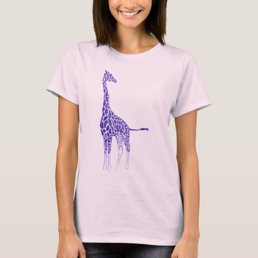 パープルラベンダーの水玉のキリンTシャツ Tシャツ (正面)