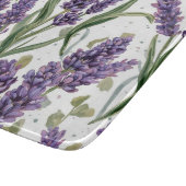 パープルラベンダーの花咲く水彩植物画 カッティングボード (角)