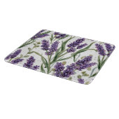 パープルラベンダーの花咲く水彩植物画 カッティングボード (角)