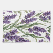 パープルラベンダーの花咲く水彩植物画 キッチンタオル (横)