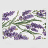 パープルラベンダーの花咲く水彩植物画 ゴルフタオル (横)
