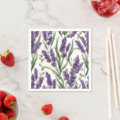 パープルラベンダーの花咲く水彩植物画 スタンダードカクテルナプキン (インサイチュ)