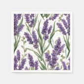 パープルラベンダーの花咲く水彩植物画 スタンダードカクテルナプキン (正面)