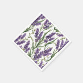 パープルラベンダーの花咲く水彩植物画 スタンダードカクテルナプキン (角)