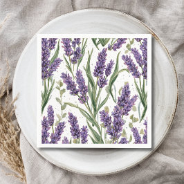 パープルラベンダーの花咲く水彩植物画 スタンダードカクテルナプキン