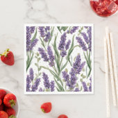パープルラベンダーの花咲く水彩植物画 スタンダードランチョンナプキン (インサイチュ)