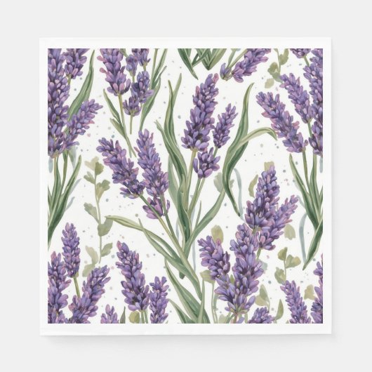 パープルラベンダーの花咲く水彩植物画 スタンダードランチョンナプキン (正面)