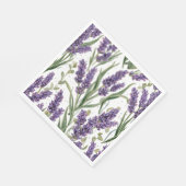 パープルラベンダーの花咲く水彩植物画 スタンダードランチョンナプキン (角)