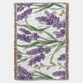 パープルラベンダーの花咲く水彩植物画 スローブランケット (正面縦)