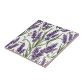 パープルラベンダーの花咲く水彩植物画 タイル (側面)