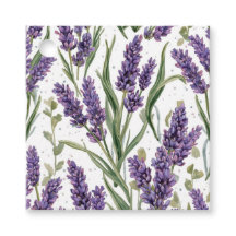 パープルラベンダーの花咲く水彩植物画