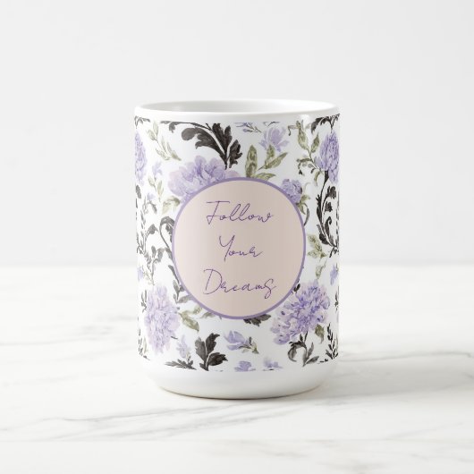 パープルラベンダーの花 コーヒーマグカップ (中央)