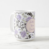 パープルラベンダーの花 コーヒーマグカップ (正面左)